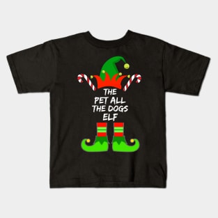 Pet All The Dogs Elf Matching Family Group Christmas Pajama - Gift For Boys, Girls, Dad, Mom, Friend, Christmas Pajama Lovers - Christmas Pajama Lover Funny Kids T-Shirt